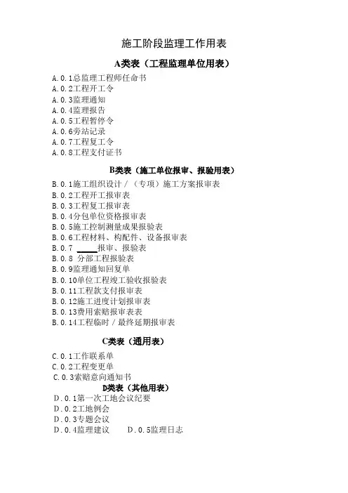 2013监理规范ABC表格