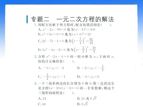 专题二:一元二次方程的解法