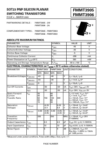 FMMT3905中文资料