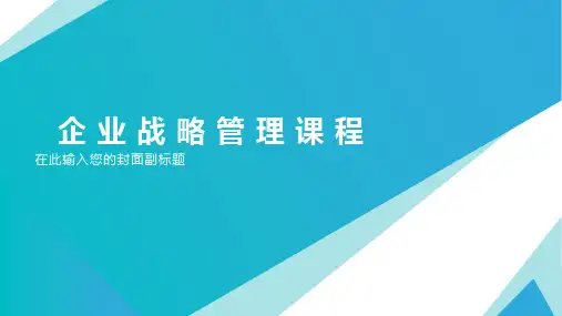 企 业 战 略 管 理 课 程：第四章 愿景、使命与战略目标