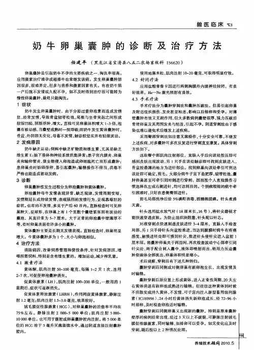 奶牛卵巢囊肿的诊断及治疗方法
