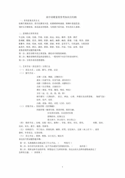 高中诗歌鉴赏常考知识点.归纳