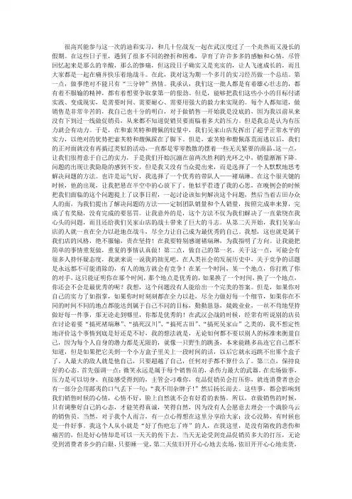 大学生公司做销售员实习总结
