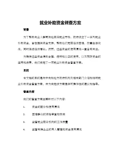 就业补助资金督查方案