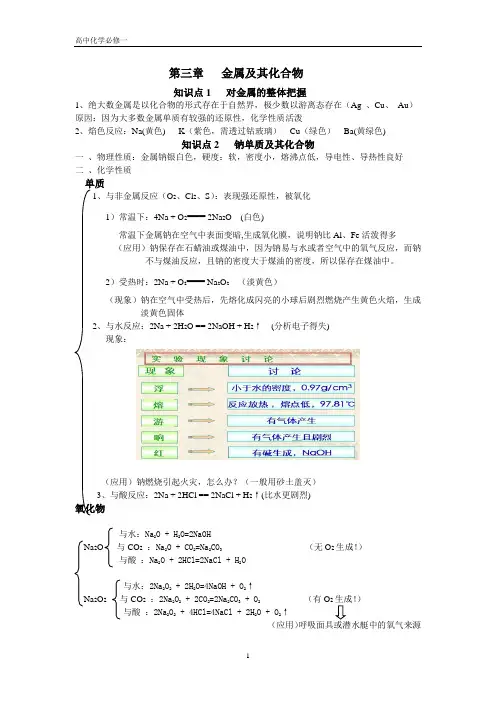 高中化学必修1(人教版)第三章_金属及其化合物知识点讲解