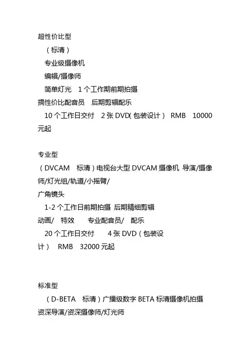 纪录片拍摄成本