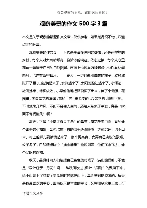 观察美景的作文500字3篇