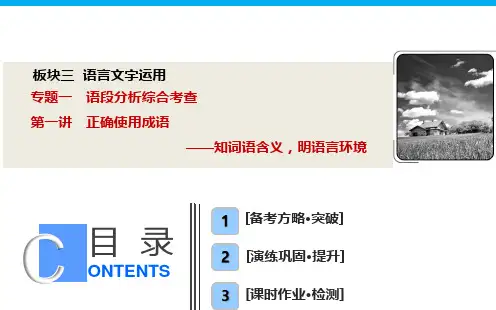 高考语文大一轮复习 板块三 专题一 第一讲 正确使用成语——知词语含义,明语言环境