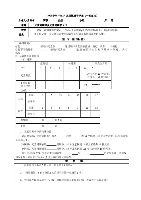 元素周期表及元素周期律(1)