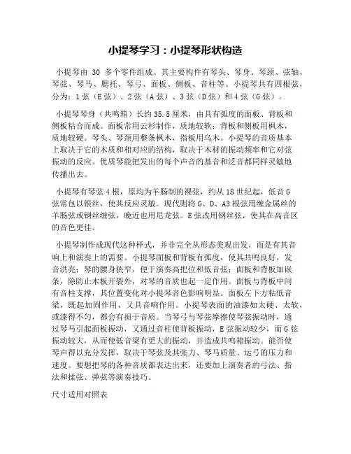 小提琴学习：小提琴形状构造
