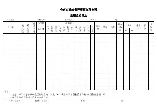 注塑巡检记录