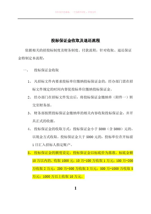 投标保证金收取及退还流程