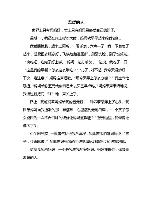 三年级作文：温暖的人作文400字