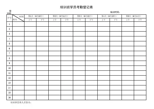 培训班学员考勤登记表