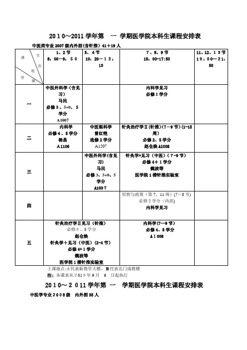 中医系课程表