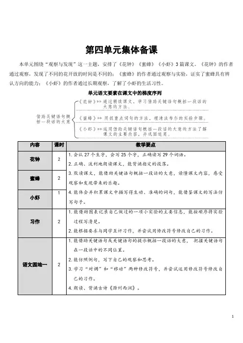 最新部编版人教版三年级语文下册第四单元集体备课 教案含教学反思