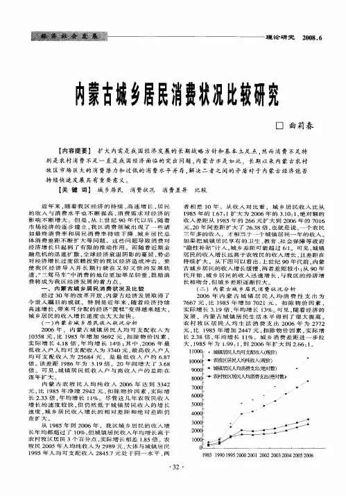 内蒙古城乡居民消费状况比较研究