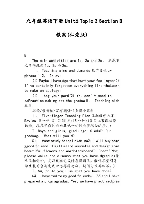 九年级英语下册Unit6 Topic Section B教案仁爱版