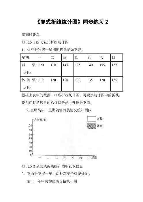 2017—2018年新北师大版五年级数学下册《复式折线统计图》同步练习2(精品试题)