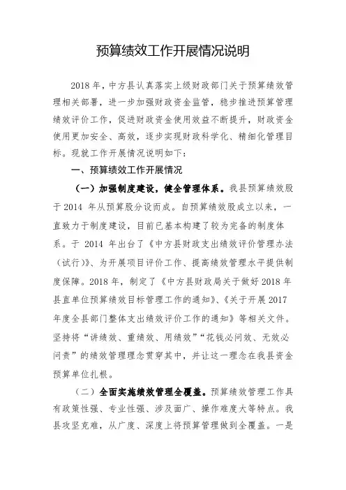 预算绩效工作开展情况说明