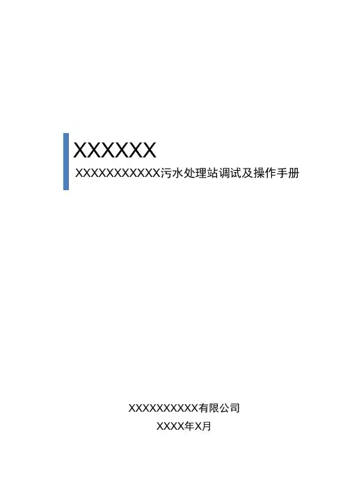 污水处理站调试及操作手册