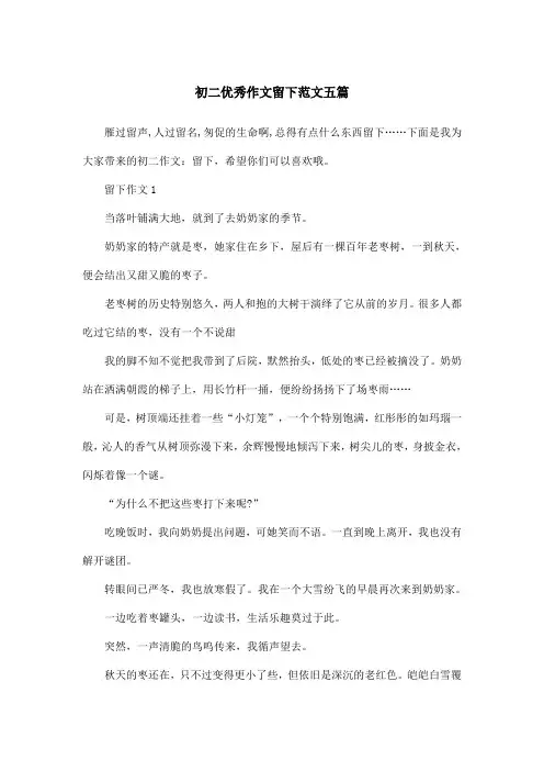 初二优秀作文留下范文五篇 2