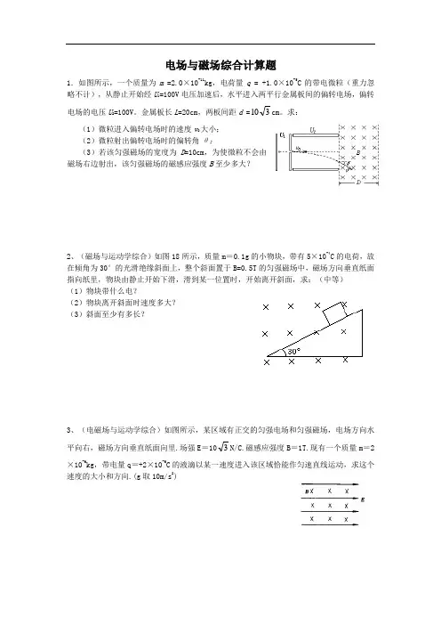 电场与磁场综合计算题