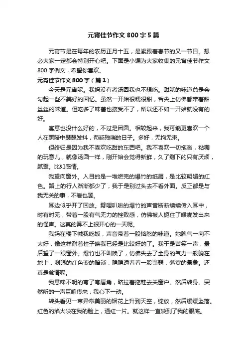 元宵佳节作文800字5篇