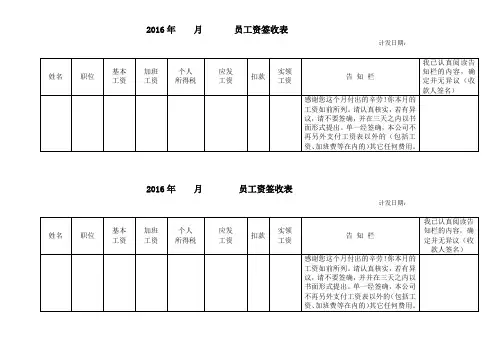 员工工资签收单 2