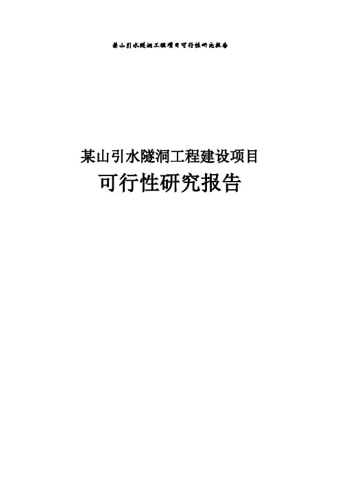 某山引水隧洞工程项目可行性研究报告