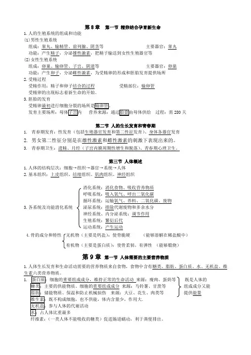 (完整word版)2018苏教版七年级生物下册知识点(2),推荐文档