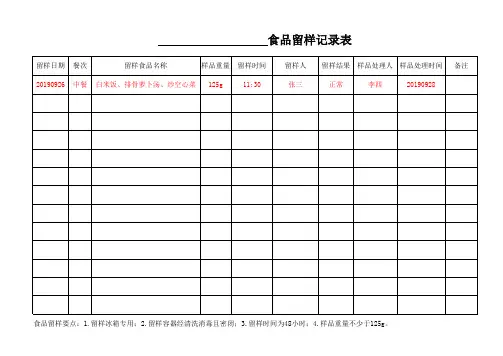 食品留样记录表