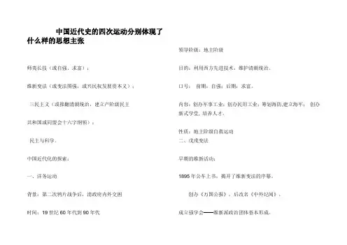 中国近代史四次运动思想主张