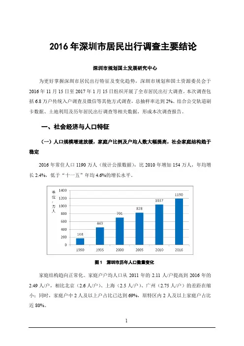 2016年深圳居民出行调查主要结论