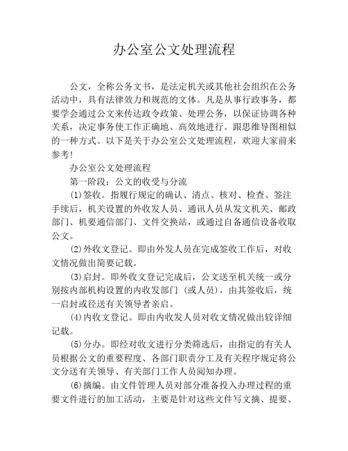 办公室公文处理流程