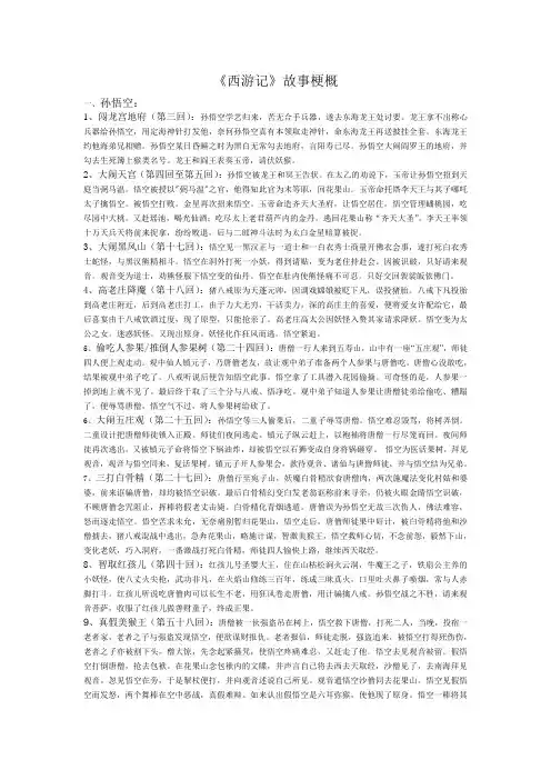 《西游记》故事梗概
