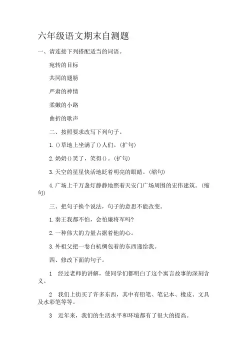 2019-2020年小升初语文试卷