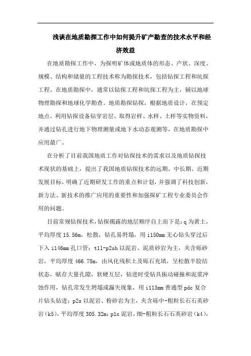 在地质勘探工作中如何提升矿产勘查技术水平和经济效益