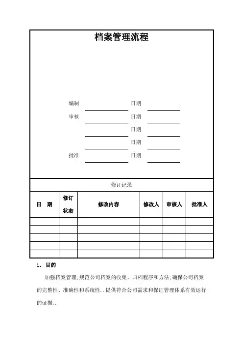档案管理流程及制度