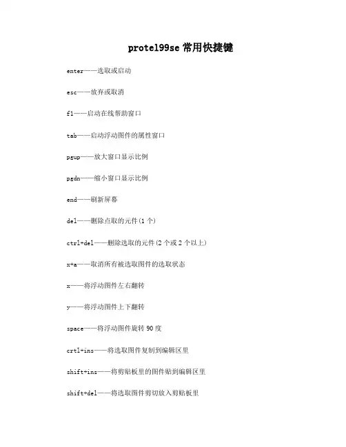 protel99se常用快捷键
