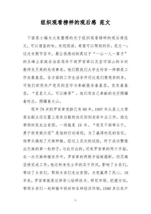 组织观看榜样的观后感 范文