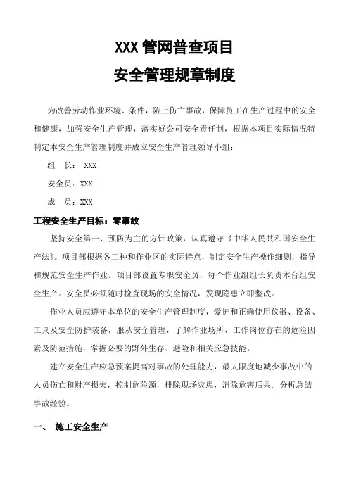 项目安全管理制度
