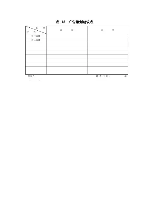 广告策划建议表