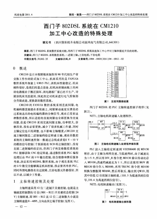 西门子802DSL系统在CM1210加工中心改造的特殊处理