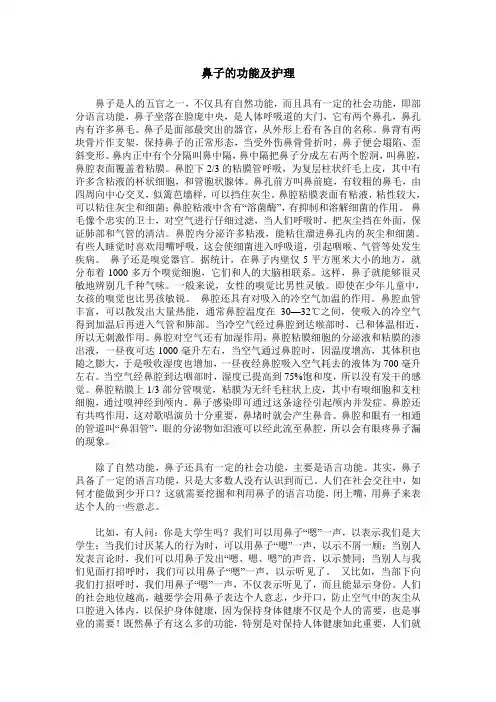 鼻子的功能及护理