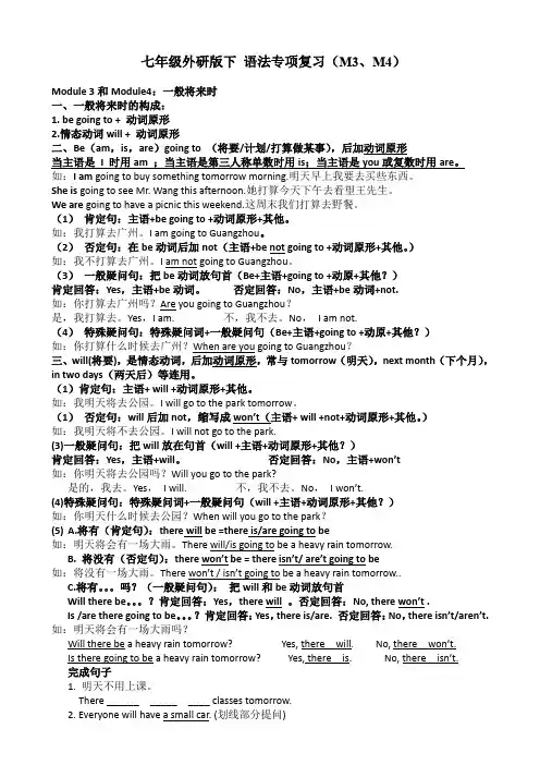 七年级外研版下 语法专项复习(M3、M4)