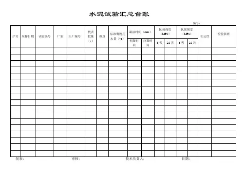 1.水泥试验汇总台账