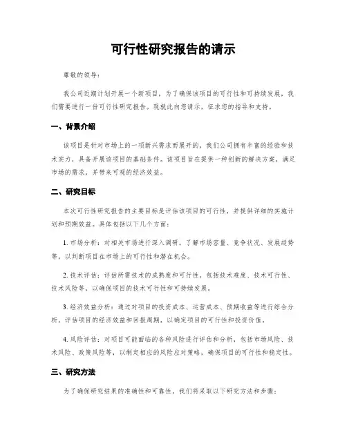 可行性研究报告的请示 3