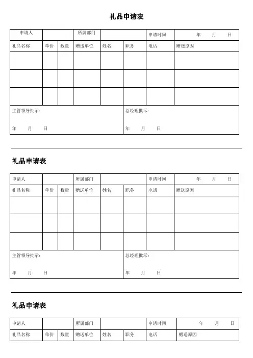 礼品申请表