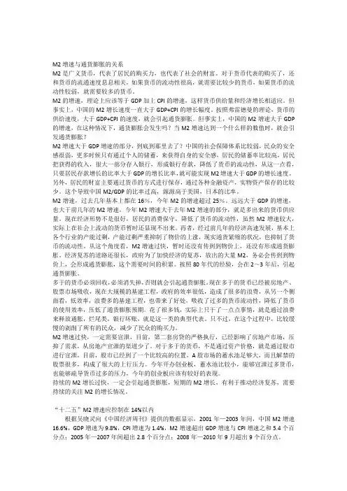 M2增速与通货膨胀的关系